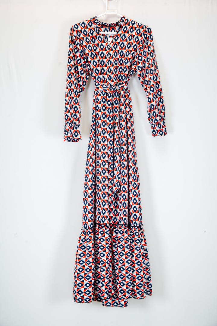 Fashion ladies elegant dress for parties weddings long sleeve printed maxi dress  women ladies fashion long dress maxi dress