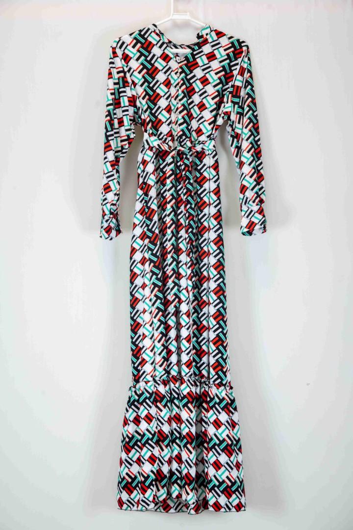 Fashion ladies elegant dress for parties weddings long sleeve printed maxi dress  women ladies fashion long dress maxi dress