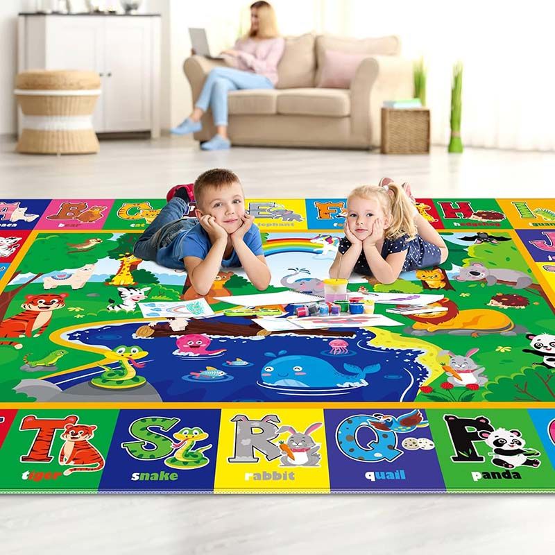 BEBE HOPE 3*6 / 4*6.5 / 5*6.5 / 6*6.5 1PC Double-sided Printed Waterproof Easy to Clean Foam Warm Floor Carpet Sleeping Mat Lawn Mat Living Room Floor Mat Picnic Play Mat Children Crawling Mat