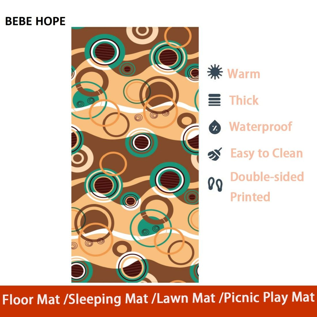 BEBE HOPE 3*6 / 4*6.5 / 5*6.5 / 6*6.5 1PC Double-sided Printed Waterproof Easy to Clean Foam Warm Floor Carpet Sleeping Mat Lawn Mat Living Room Floor Mat Picnic Play Mat Children Crawling Mat