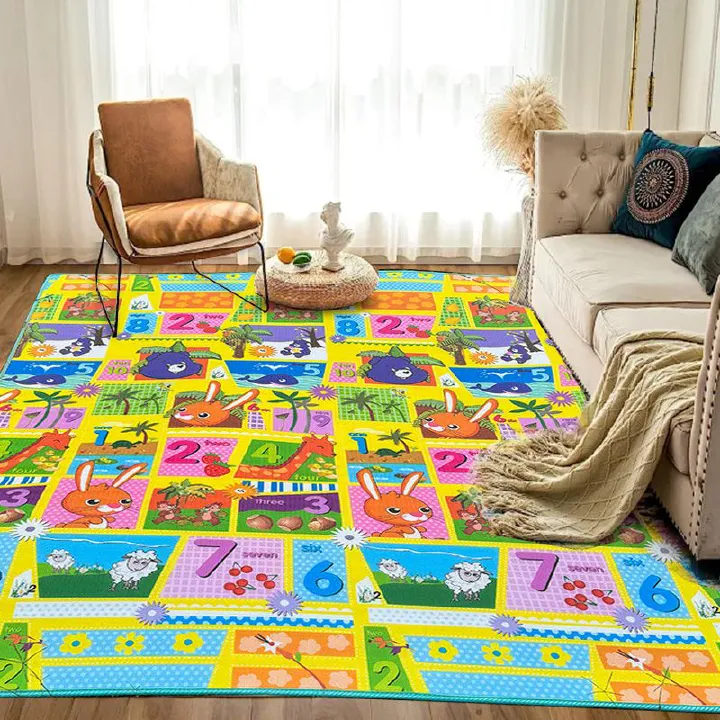 BEBE HOPE 3*6 / 4*6.5 / 5*6.5 / 6*6.5 1PC Double-sided Printed Waterproof Easy to Clean Foam Warm Floor Carpet Sleeping Mat Lawn Mat Living Room Floor Mat Picnic Play Mat Children Crawling Mat
