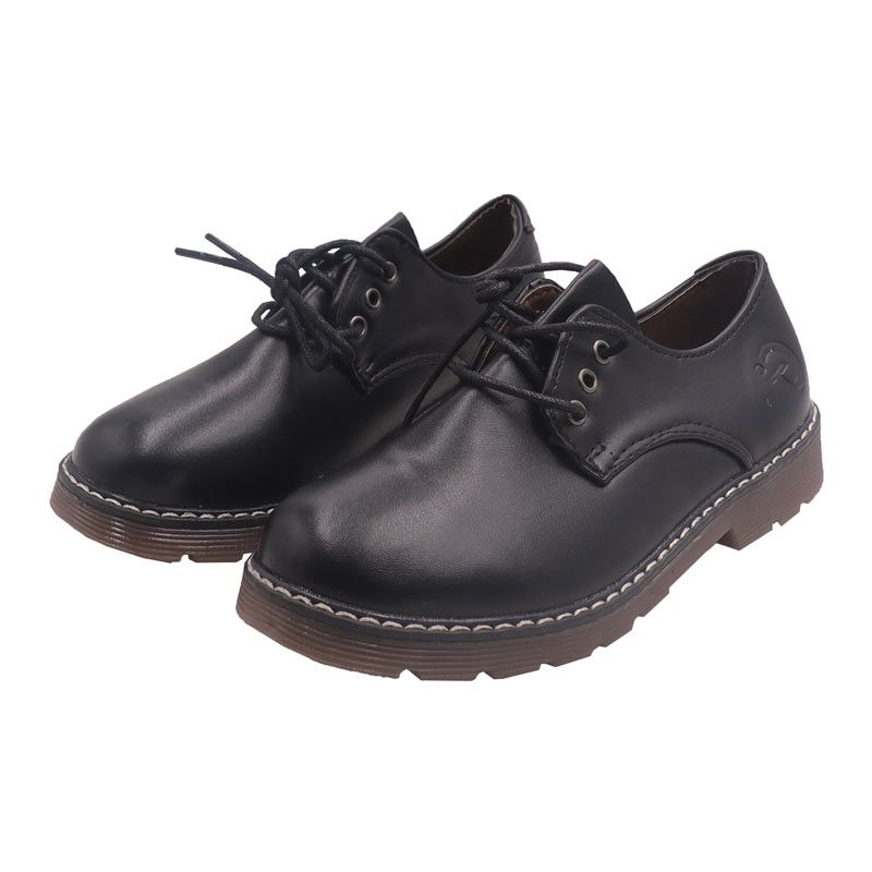Size EU25-30 Boys and girls PU Leather Shoes Solid Black Kid Shoes Spring Autumn Baby Casual School Shoes Children Shoes (859)