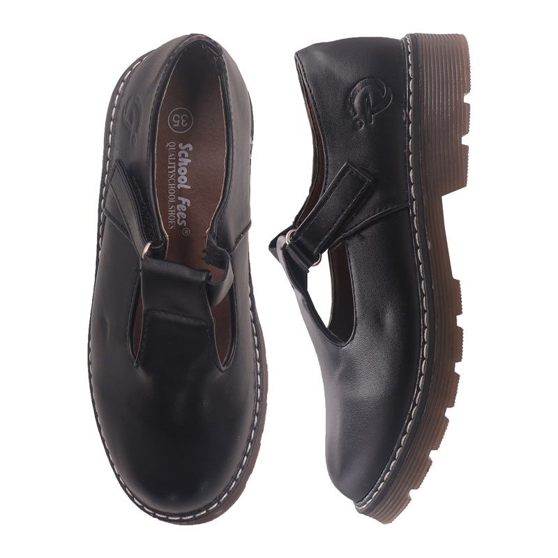 Size EU31-36  Girls PU Leather Shoes Solid Black Kid Shoes Spring Autumn Baby Casual School Shoes Children Shoes (856)