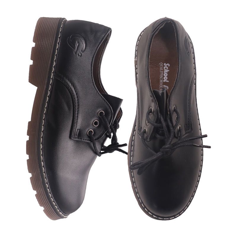 Size EU25-30 Boys and girls PU Leather Shoes Solid Black Kid Shoes Spring Autumn Baby Casual School Shoes Children Shoes (859)