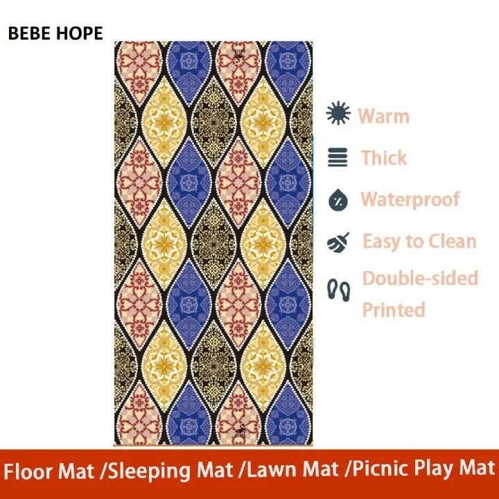 BEBE HOPE 3*6 / 4*6.5 / 5*6.5 / 6*6.5 1PC Double-sided Printed Waterproof Easy to Clean Foam Warm Floor Carpet Sleeping Mat Lawn Mat Living Room Floor Mat Picnic Play Mat Children Crawling Mat
