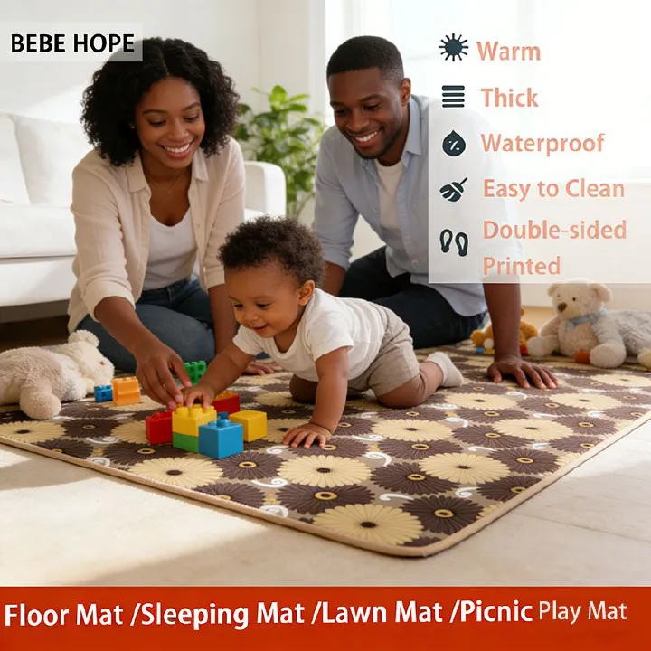 BEBE HOPE 3*6 / 4*6.5 / 5*6.5 / 6*6.5 1PC Double-sided Printed Waterproof Easy to Clean Foam Warm Floor Carpet Sleeping Mat Lawn Mat Living Room Floor Mat Picnic Play Mat Children Crawling Mat