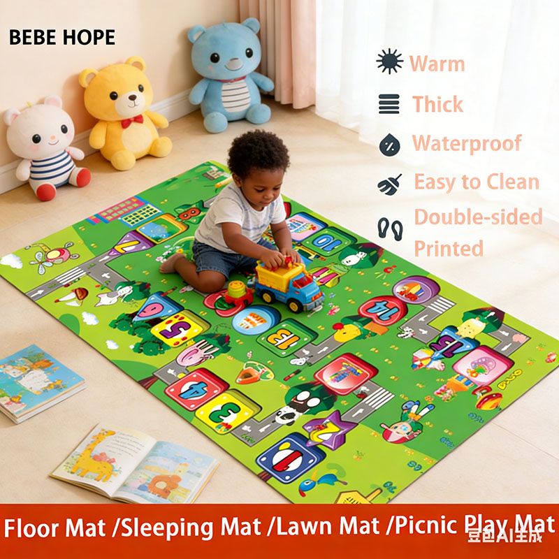 BEBE HOPE 3*6 / 4*6.5 / 5*6.5 / 6*6.5 1PC Double-sided Printed Waterproof Easy to Clean Foam Warm Floor Carpet Sleeping Mat Lawn Mat Living Room Floor Mat Picnic Play Mat Children Crawling Mat