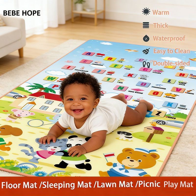 BEBE HOPE 3*6 / 4*6.5 / 5*6.5 / 6*6.5 1PC Double-sided Printed Waterproof Easy to Clean Foam Warm Floor Carpet Sleeping Mat Lawn Mat Living Room Floor Mat Picnic Play Mat Children Crawling Mat