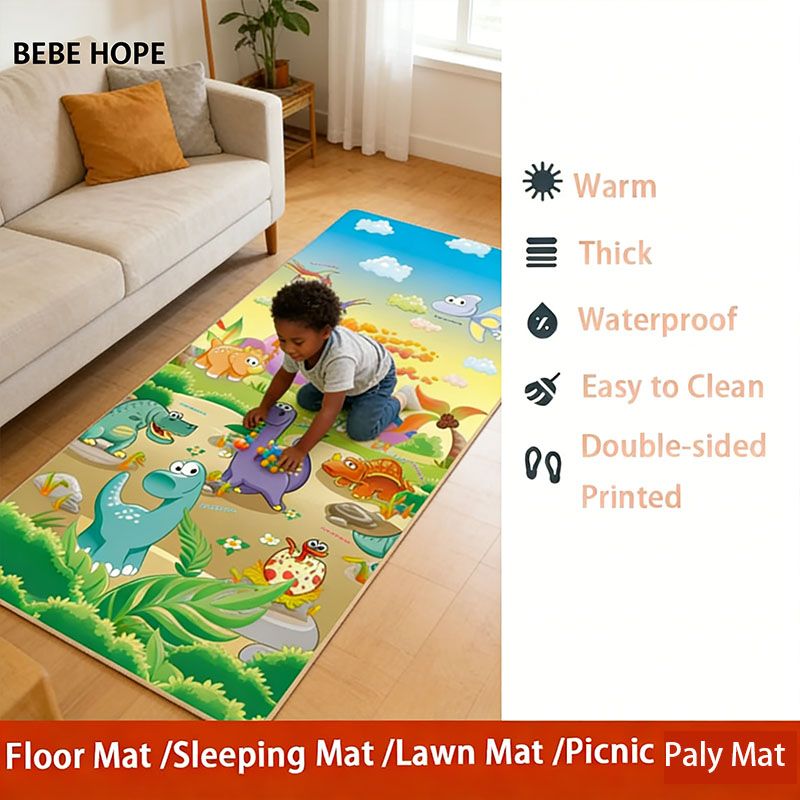 BEBE HOPE 3*6 / 4*6.5 / 5*6.5 / 6*6.5 1PC Double-sided Printed Waterproof Easy to Clean Foam Warm Floor Carpet Sleeping Mat Lawn Mat Living Room Floor Mat Picnic Play Mat Children Crawling Mat