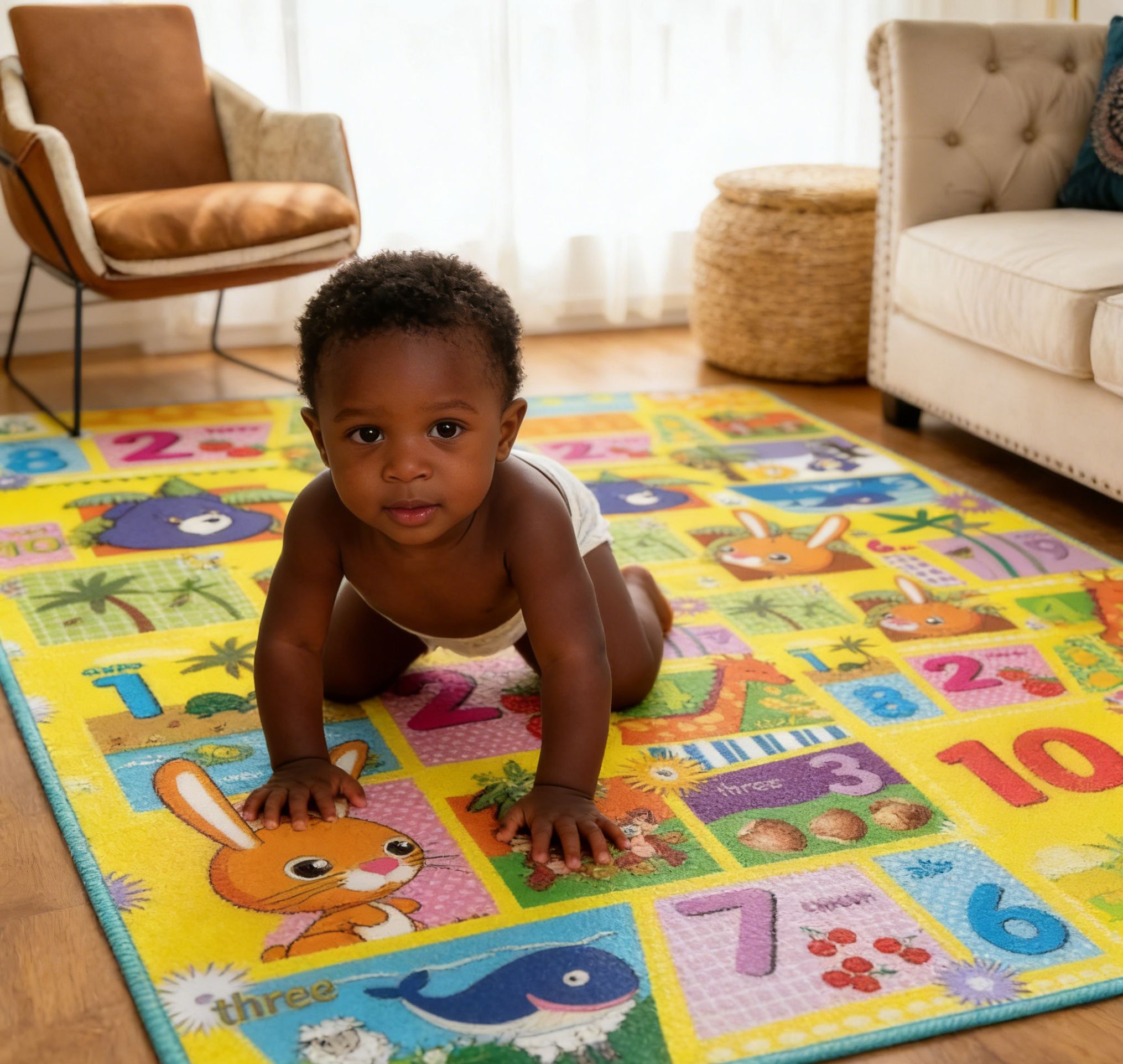 BEBE HOPE 3*6 / 4*6.5 / 5*6.5 / 6*6.5 1PC Double-sided Printed Waterproof Easy to Clean Foam Warm Floor Carpet Sleeping Mat Lawn Mat Living Room Floor Mat Picnic Play Mat Children Crawling Mat