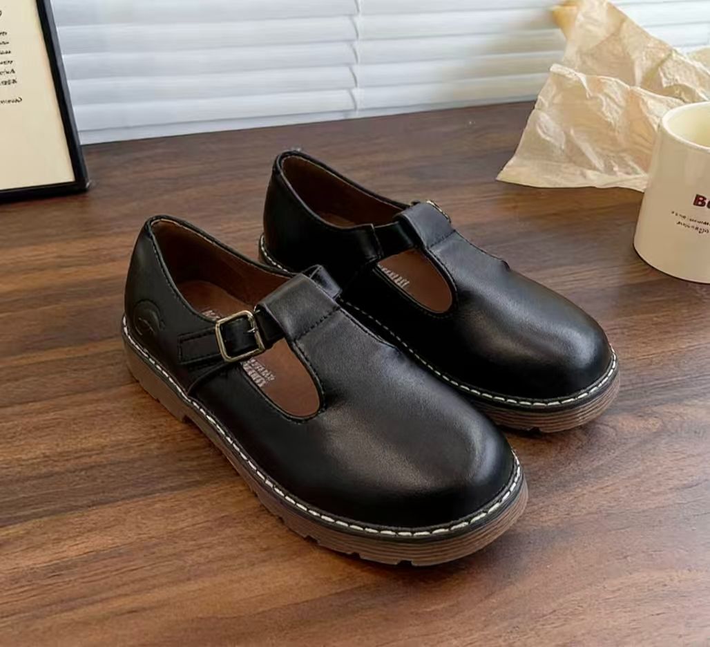 Size EU31-36  Girls PU Leather Shoes Solid Black Kid Shoes Spring Autumn Baby Casual School Shoes Children Shoes (856)