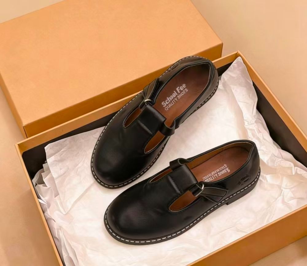 Size EU25-30  Girls PU Leather Shoes Solid Black Kid Shoes Spring Autumn Baby Casual School Shoes Children Shoes (855)
