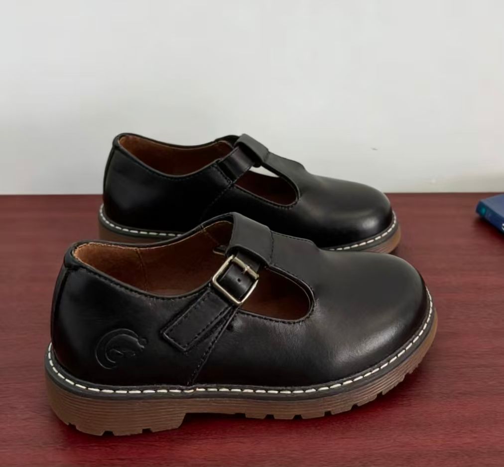 Size EU25-30  Girls PU Leather Shoes Solid Black Kid Shoes Spring Autumn Baby Casual School Shoes Children Shoes (855)