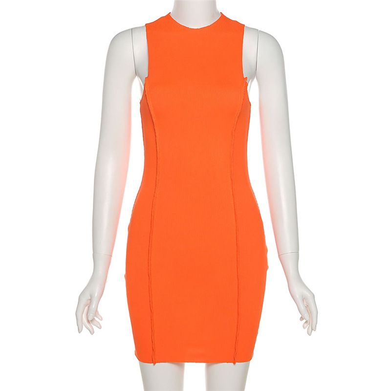 Ribbed Sleeveless Bodycon Summer Dresses For Women 2024 Fashion Club Partywear Outfits Sexy Skinny Mini Dress Solid Color