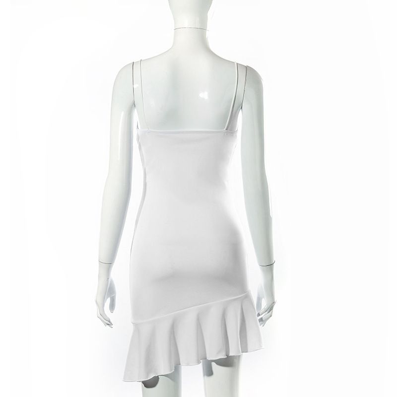 Mini Vestido Womenr Summe Dress 2021 Ruffles Dress Spaghetti Strap V Neck Sexy Dresses Backless Lady Short Sundress Female