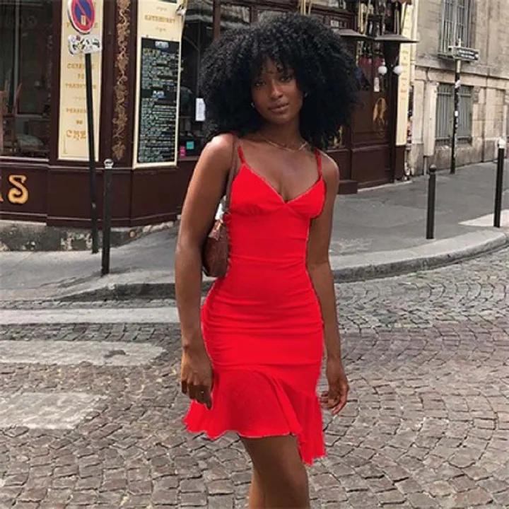 Mini Vestido Womenr Summe Dress 2021 Ruffles Dress Spaghetti Strap V Neck Sexy Dresses Backless Lady Short Sundress Female