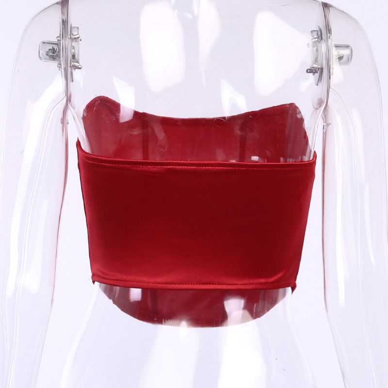 Women Sexy Strapless Off Shoulder Crop Tube Top Solid Color Stretchy Bandeau Seamless Casual Basic Breast Wrap No-Padded Bra