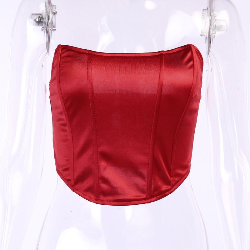 Women Sexy Strapless Off Shoulder Crop Tube Top Solid Color Stretchy Bandeau Seamless Casual Basic Breast Wrap No-Padded Bra