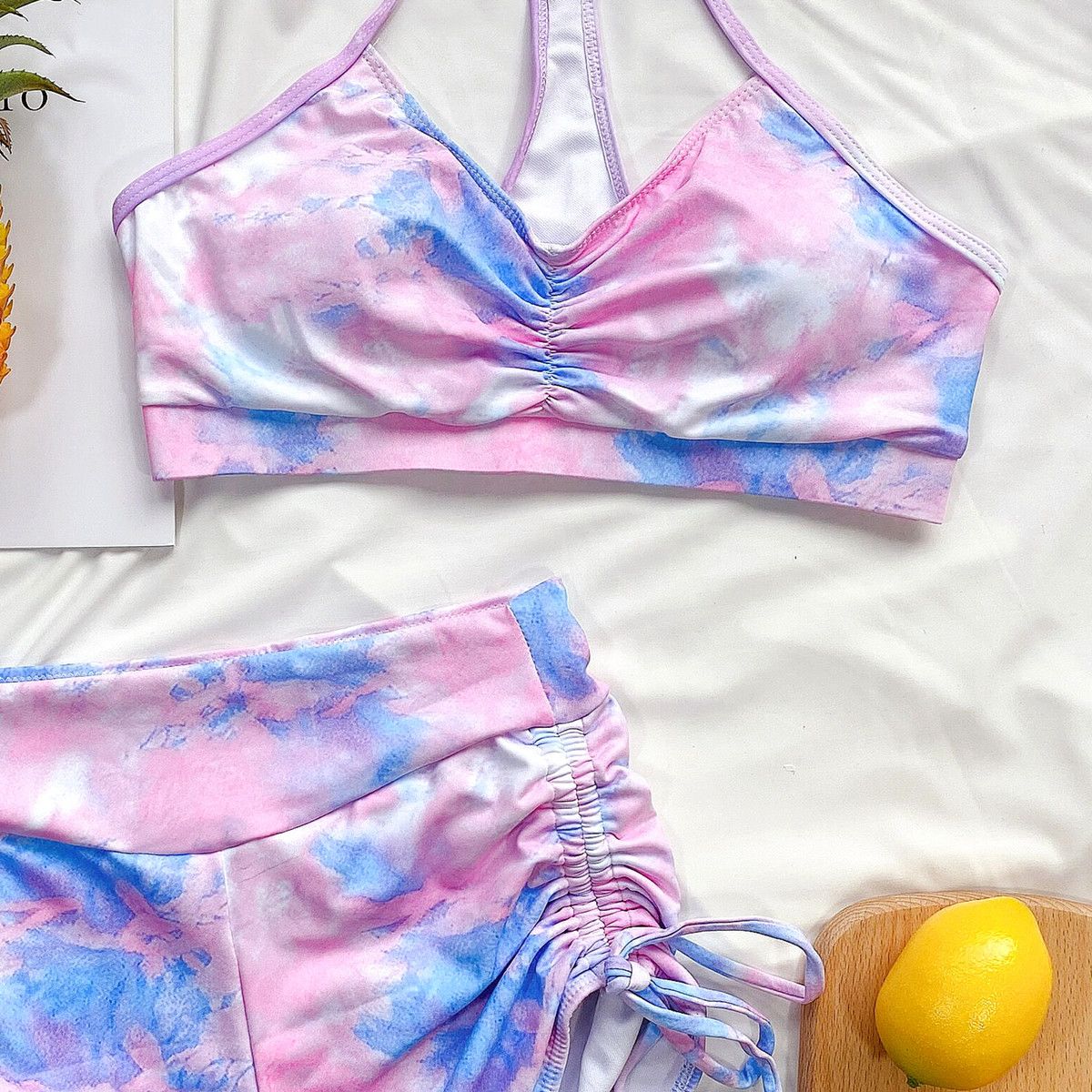 2Pieces Bikini Set With Skirt Print String Thong Bathing Suit Women Swimsuit Female Swimwear Beach Wear Swim Lady Summer