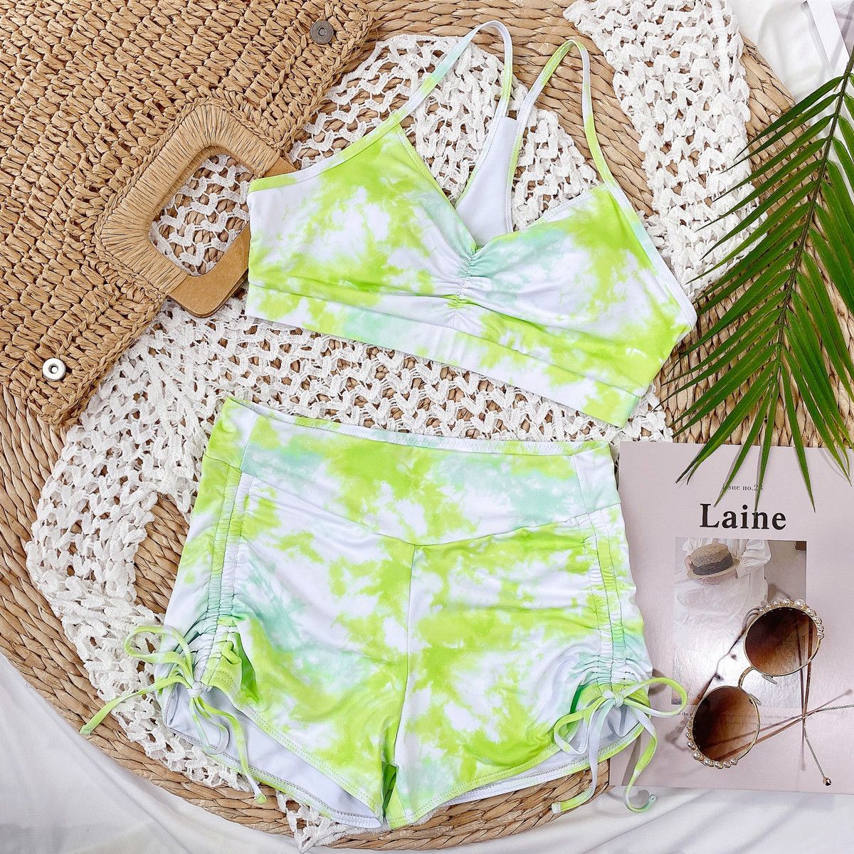 2Pieces Bikini Set With Skirt Print String Thong Bathing Suit Women Swimsuit Female Swimwear Beach Wear Swim Lady Summer