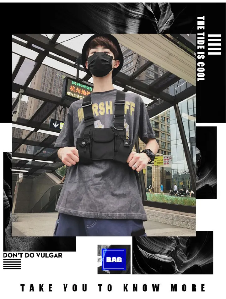 Tactical Inspired Sports Utility Chest Pack Chest Bag for Men This EDC Rig Pouch Vest is Perfect for Workouts, Cycling & Hiking, Jet Black, Tactical Chest Bag