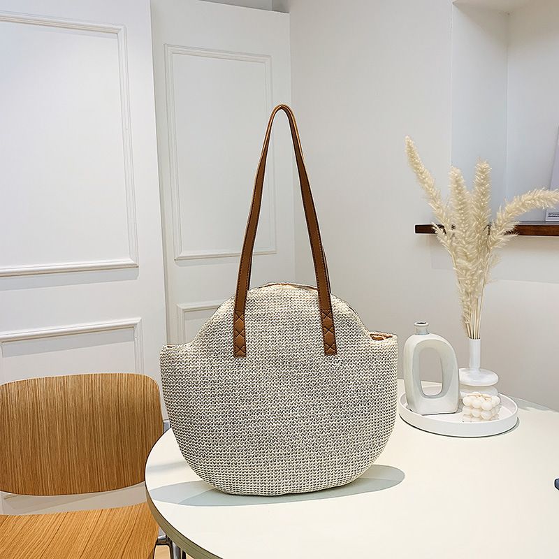 Summer Straw Bags for Women Handmade Woven Handbag Large Capacity Lady Weaving Shopping Tote Casual Vacation Beach Shoulder Bags