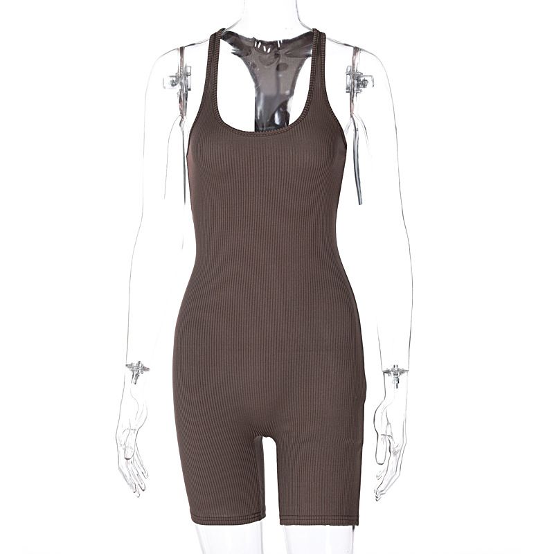 2024 Sexy Women Bodycon Sleepwear Jumpsuit Solid Sleeveless Sling Vest Tank Bodysuit Yoga Sports Romper combinaison femme