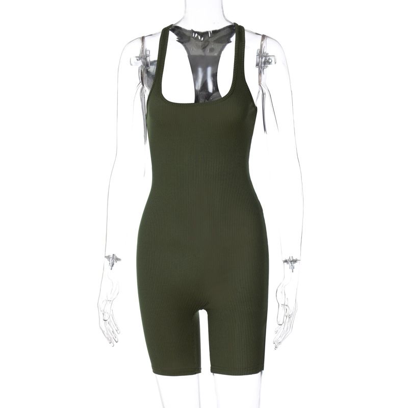 2024 Sexy Women Bodycon Sleepwear Jumpsuit Solid Sleeveless Sling Vest Tank Bodysuit Yoga Sports Romper combinaison femme