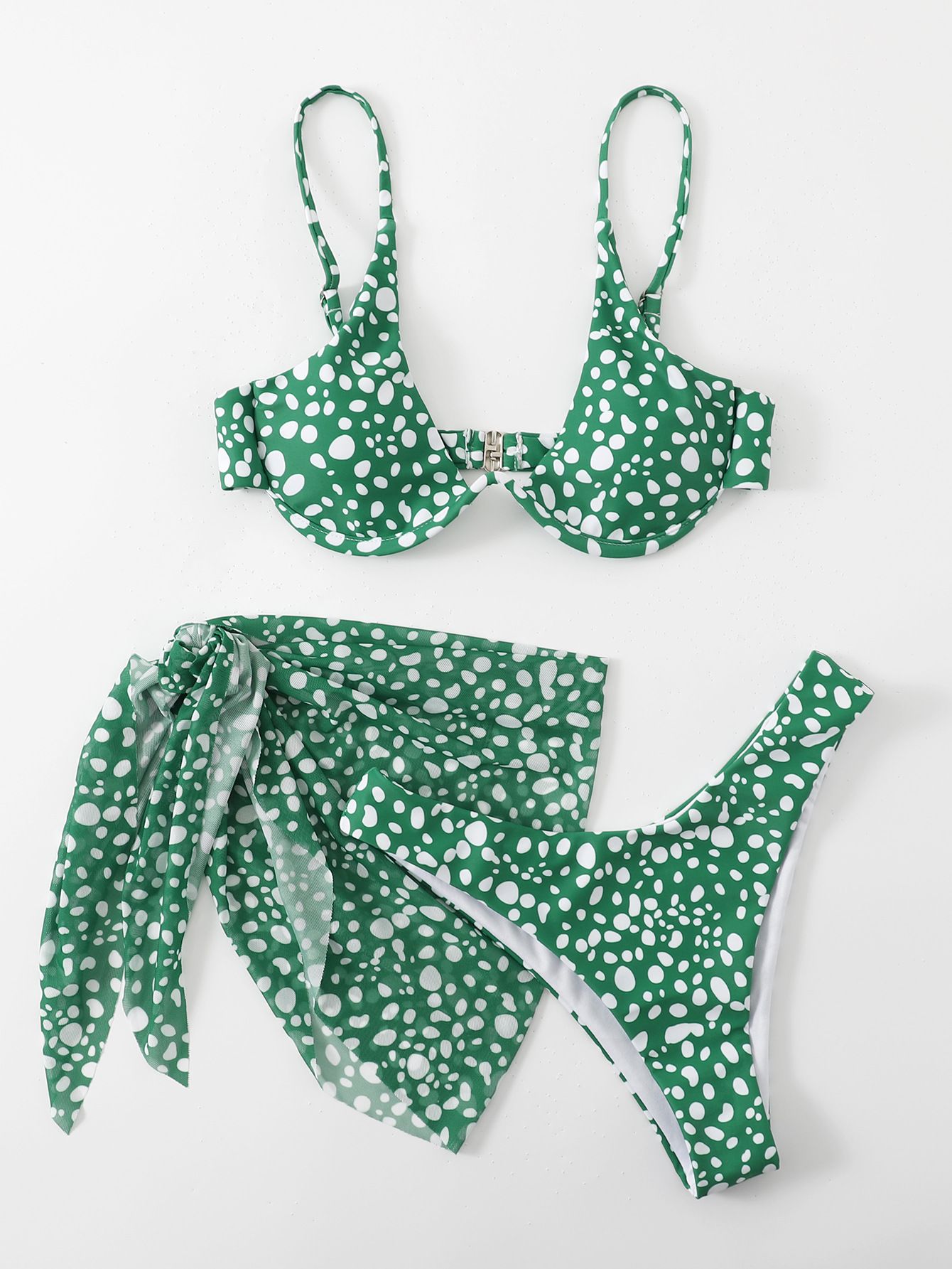 Vitality Print Three-piece Suit Sexy Bikinis Push Up Bikini 2024 Newest Swimwear Women Straps Padded Bra Low Waist Swimsuit