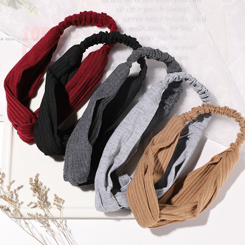 Women knitting Hairband Elastic Turban Twisted Cross Headband Sport Running Head Wrap Hair Accessories