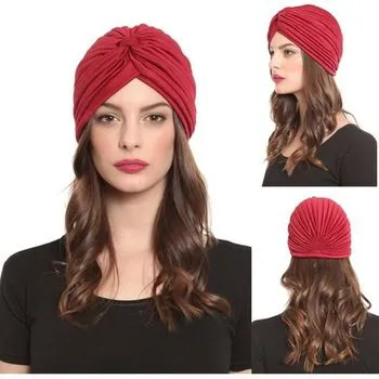 Vintage Women Cross Fold Hat Turban Headbands for Women Cotton Chemo Cap Hair Bands Hair Accessories Head Wrap Bandana