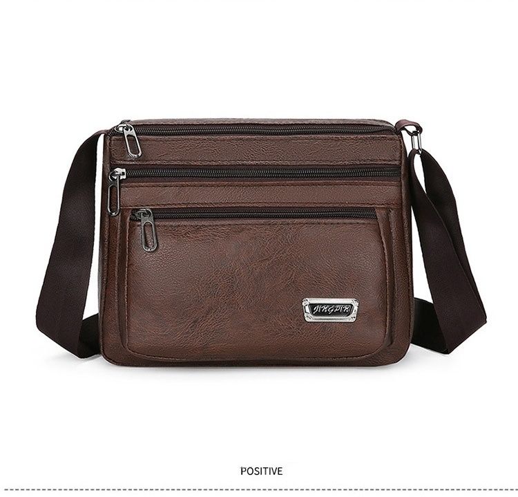 Men Shoulder Bag for Men PU Leather With Zipper Men's Crossbody Bags Business Flap Male Solid Messenger Bag Travel Bag