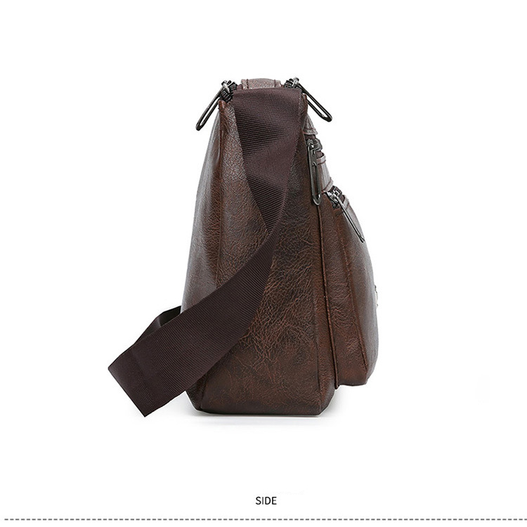 Men Shoulder Bag for Men PU Leather With Zipper Men's Crossbody Bags Business Flap Male Solid Messenger Bag Travel Bag