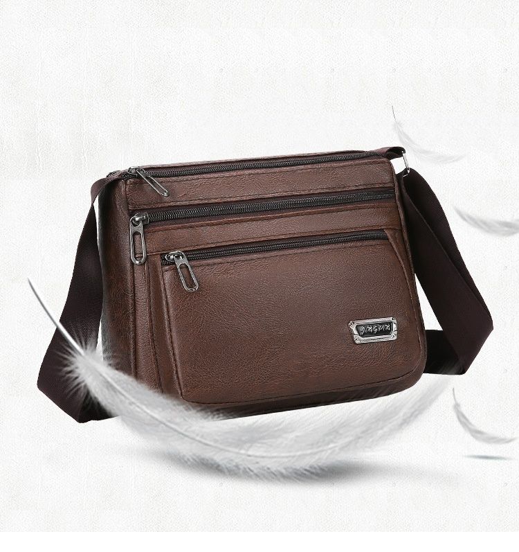 Men Shoulder Bag for Men PU Leather With Zipper Men's Crossbody Bags Business Flap Male Solid Messenger Bag Travel Bag