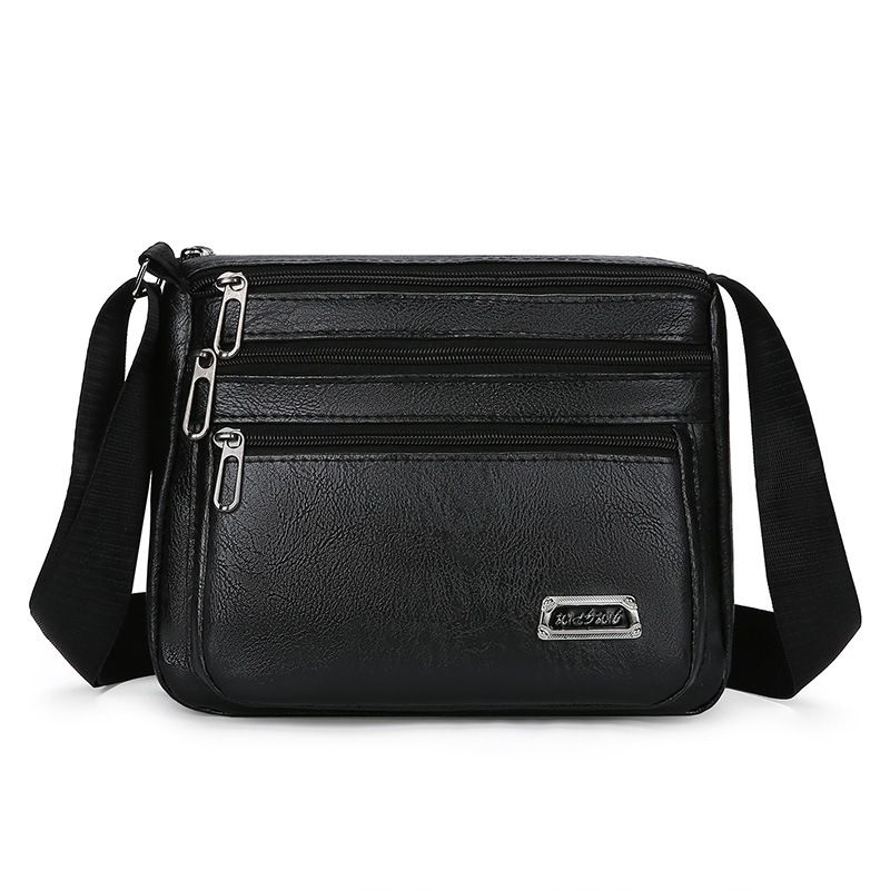 Men Shoulder Bag for Men PU Leather With Zipper Men's Crossbody Bags Business Flap Male Solid Messenger Bag Travel Bag