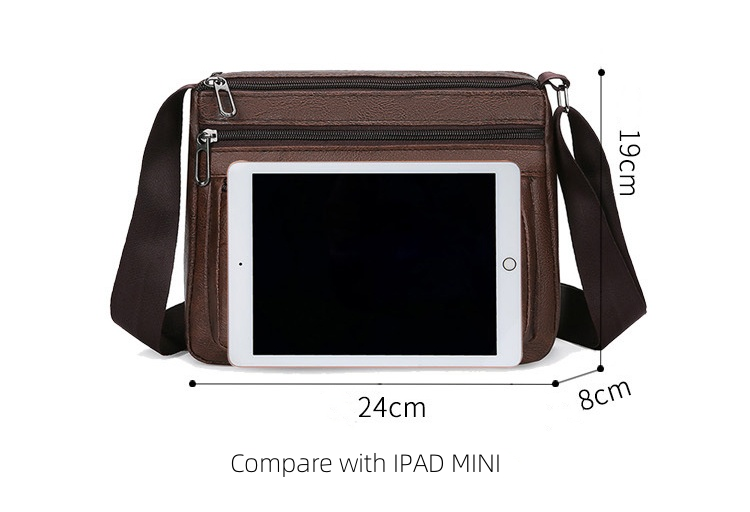 Men Shoulder Bag for Men PU Leather With Zipper Men's Crossbody Bags Business Flap Male Solid Messenger Bag Travel Bag