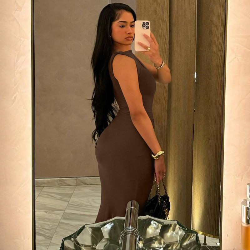 Pleated Fashion Patchwork Long Dress Women's High Waist Sleeveless Solid Slim Party Dress Summer 2024 Female Maxi Dress