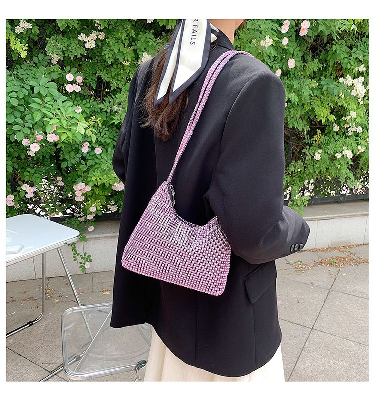 Diamond Bag Women's Bags 2024 New Fashion Chain Colorful Crossbody Leather Chain Inlaid Bright Underarm Designer Women Handbags