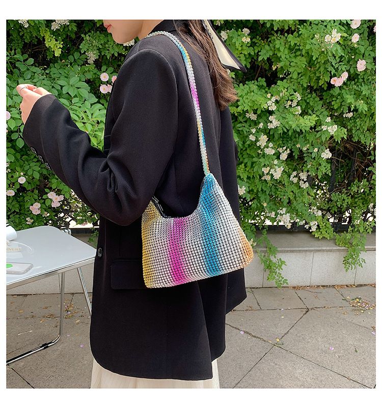 Diamond Bag Women's Bags 2024 New Fashion Chain Colorful Crossbody Leather Chain Inlaid Bright Underarm Designer Women Handbags