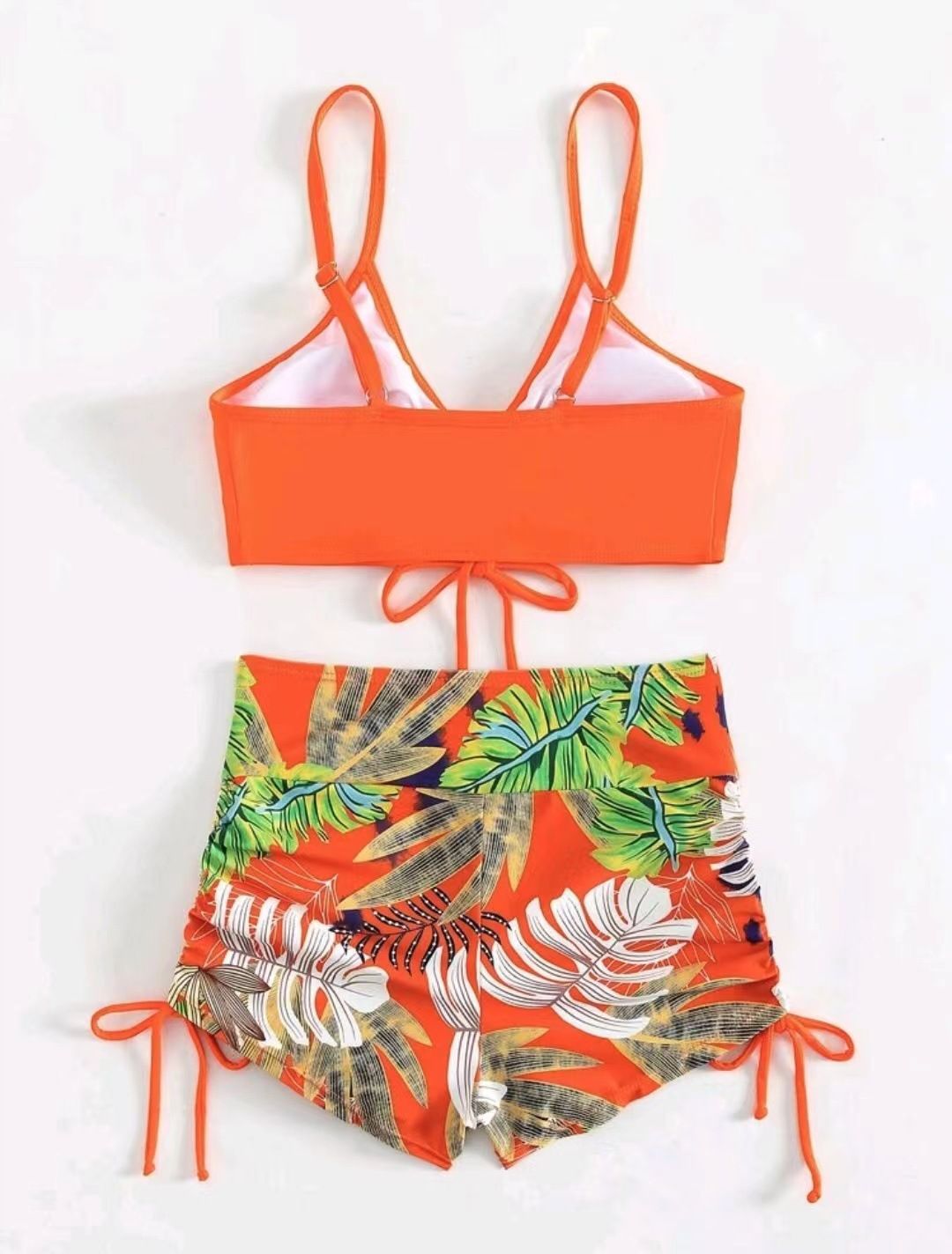Print Tied Halter Swimsuit Sexy Female Summer Swimsuit Bikini Two Piece Set Bath Women Beach Swimming Suit Fower Shorts