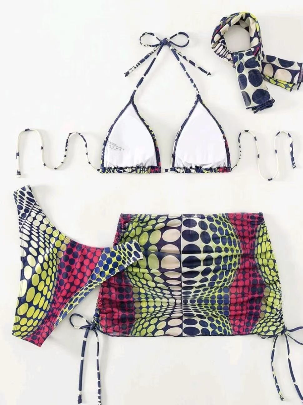 3 Pieces Set Swimwear Women Sexy Lace Up Micro Bikini Set With Skirt Female Print Low Wais Swimsuit Beachwear Bathing Suit