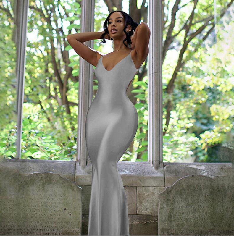 Satin Slip Sleeveless Backless Maxi Dress Women 2024 Y2K Summer Bodycon Elegant Sexy Outfits Ladies Birthday Party Club Sundress