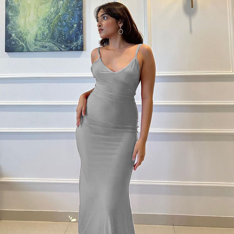 Satin Slip Sleeveless Backless Maxi Dress Women 2024 Y2K Summer Bodycon Elegant Sexy Outfits Ladies Birthday Party Club Sundress