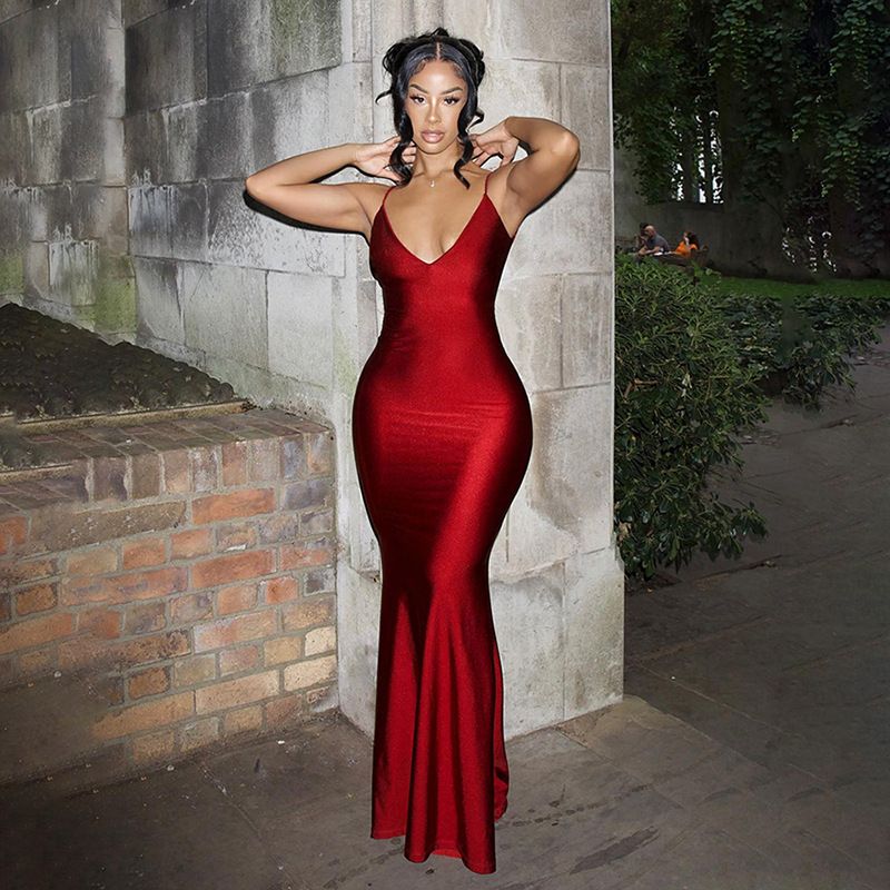 Satin Slip Sleeveless Backless Maxi Dress Women 2024 Y2K Summer Bodycon Elegant Sexy Outfits Ladies Birthday Party Club Sundress