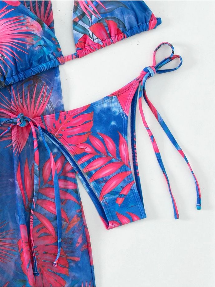 Print Swimsuit Kimono Tankini Sets Female Swimwear Sports Beachwear Three-Piece Bathing Suit Girls Pool Women Swimming Suit 2024