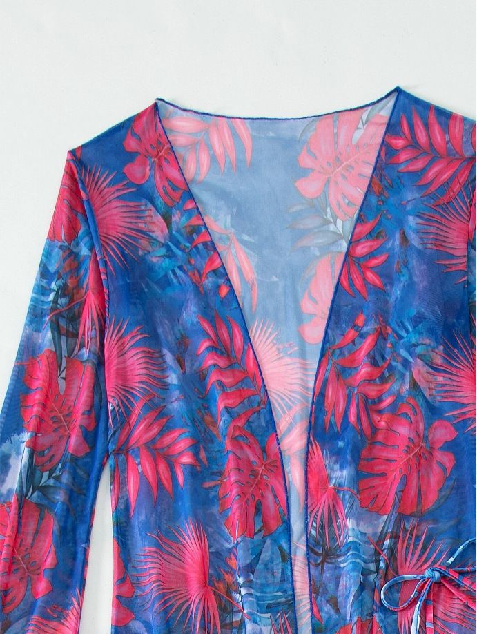 Print Swimsuit Kimono Tankini Sets Female Swimwear Sports Beachwear Three-Piece Bathing Suit Girls Pool Women Swimming Suit 2024