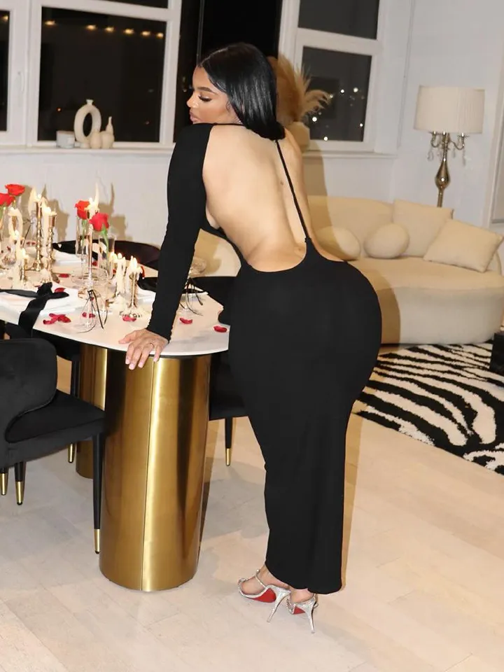 Elegant Cutout Maxi Black Evening Dress Women Sexy O-Neck Long Sleeve Backless Body-Shaping Vestidos Party Clubwear