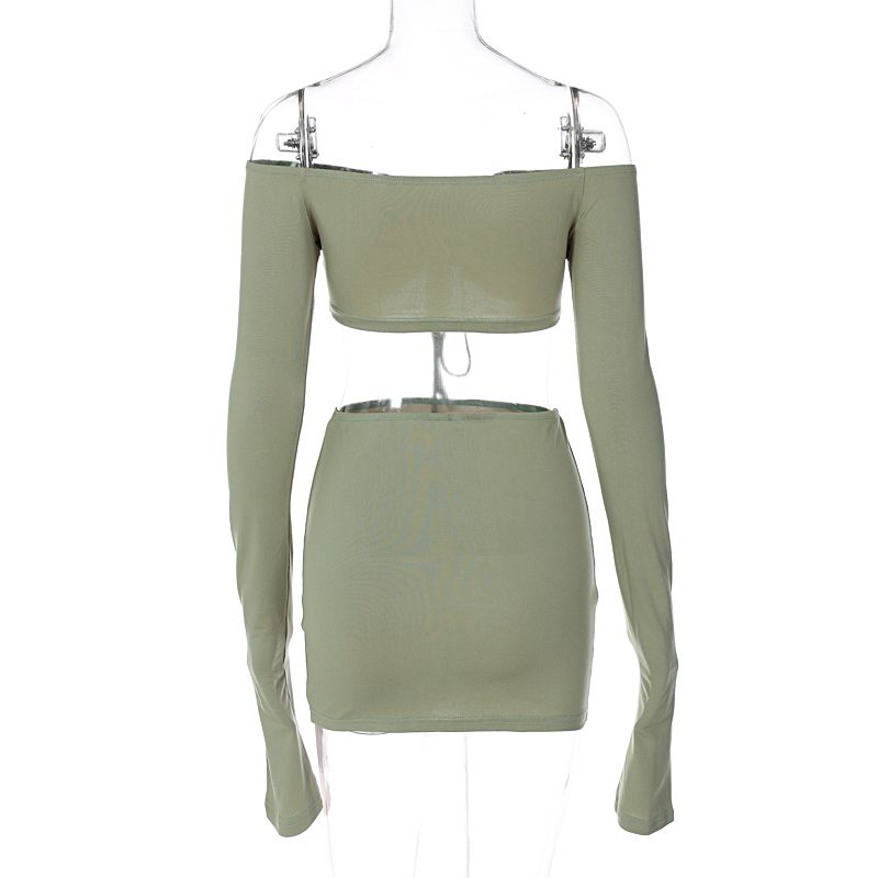 2024 Fashion Long Sleeve  Top +High Split Mini Skirts 2 Piece Sets Women Slim Party Nightclub Outfits Matching Sets
