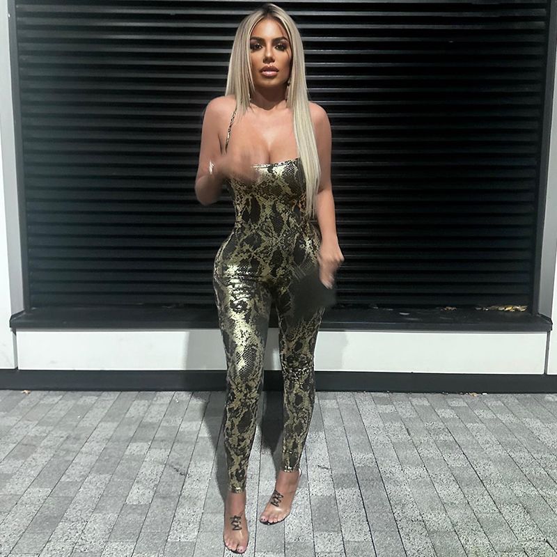Women 2025 Summer Sexy Party Club Backless Bodycon Jumpsuit Overall One Piece Outfit Wholesale Items For Business