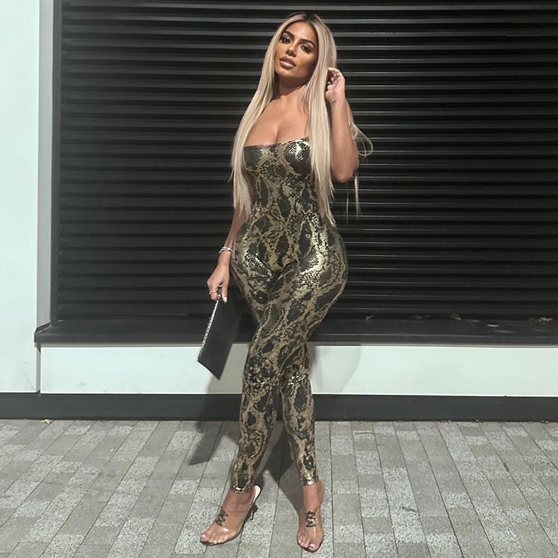 Women 2025 Summer Sexy Party Club Backless Bodycon Jumpsuit Overall One Piece Outfit Wholesale Items For Business
